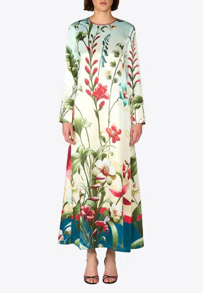 F.r.s For Restless Sleepers Delfino Silk Floral Midi Dress In Multi