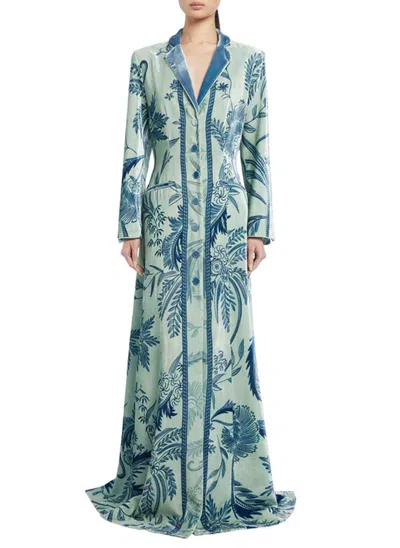 F.r.s For Restless Sleepers Dipneo Velvet Maxi Dress In Mint In Multi