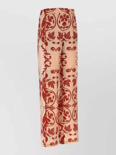F.r.s For Restless Sleepers Elena Pants Elastic Waistband Floral Wide Leg In Neutral