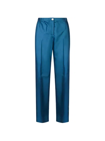 F.r.s For Restless Sleepers Etere Silk Twill Trousers In Blue