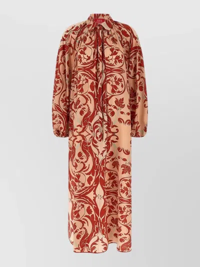 F.r.s For Restless Sleepers Europa Dress Long Sleeves Floral Pattern In Red