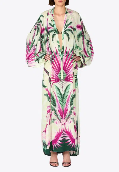 F.r.s For Restless Sleepers Europa Silk Floral Maxi Kaftan In Multi