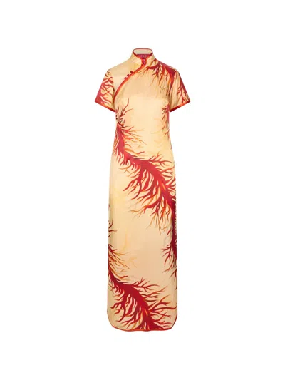 F.r.s For Restless Sleepers Eutenea Leaf-print Short-sleeve Maxi Dress In Multi