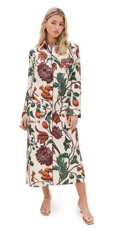 F.r.s For Restless Sleepers F. R.s For Restless Sleepers Pentesilea Dress Ivory With Fruits And Leaves
