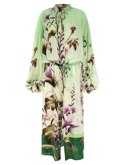 F.r.s For Restless Sleepers F. R.s. - For Restless Sleepers Silk Long Women's Dress In Green