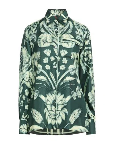 F.r.s For Restless Sleepers F. R.s For Restless Sleepers Woman Shirt Dark Green Size L Silk In Multi