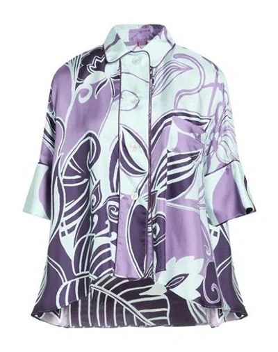 F.r.s For Restless Sleepers F. R.s For Restless Sleepers Woman Shirt Sky Blue Size M Silk