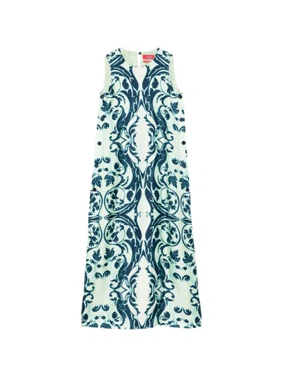F.r.s For Restless Sleepers Floral Buttoned Maxi Dress In Green