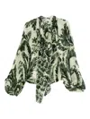 F.r.s For Restless Sleepers For Restless Sleepers Printed Silk Blouse In Green