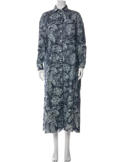 Pre-owned F.r.s For Restless Sleepers Floral Print Long Dress In Green