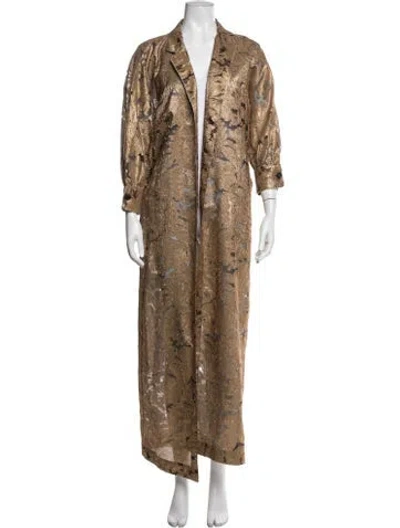 Pre-owned F.r.s For Restless Sleepers Floral Print Mesh Accents Nightgown In Brown