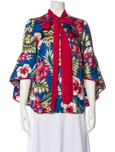 Pre-owned F.r.s For Restless Sleepers Floral Print Pajamas In Blue