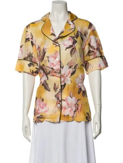 Pre-owned F.r.s For Restless Sleepers Floral Print Pajamas In Yellow