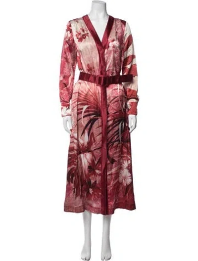 Pre-owned F.r.s For Restless Sleepers Floral Print Robe In Red