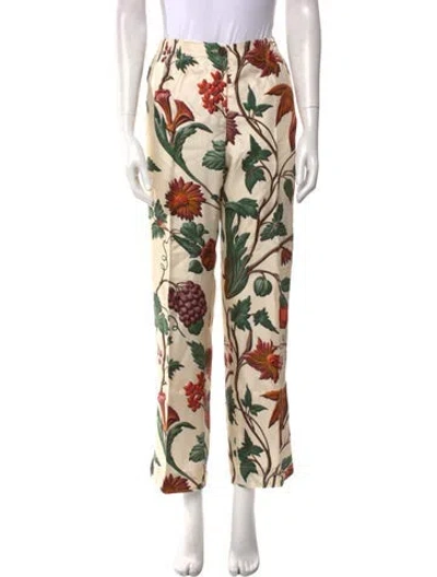 Pre-owned F.r.s For Restless Sleepers Floral Print Straight Leg Pants In Neutral