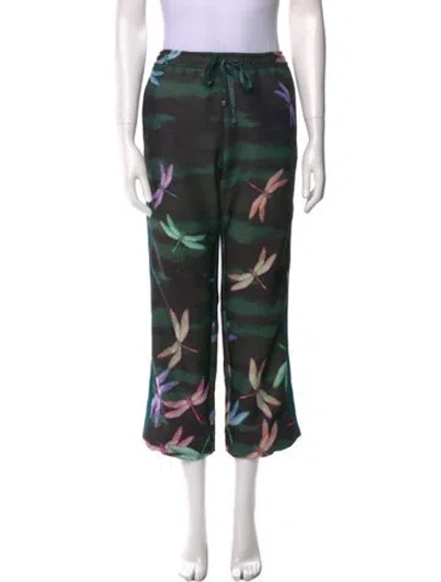 Pre-owned F.r.s For Restless Sleepers Floral Print Wide Leg Pants In Green