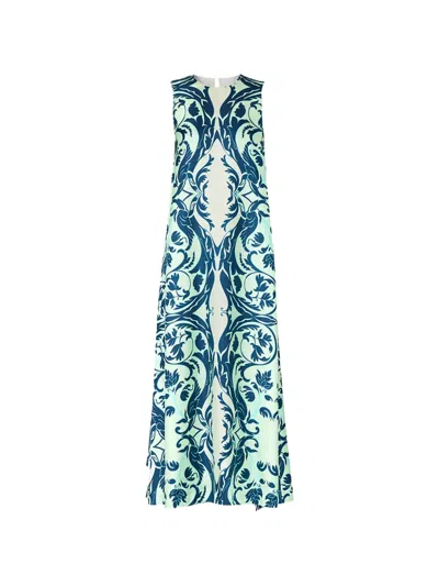 F.r.s For Restless Sleepers Floral-pattern Midi Dress In Blue