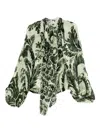 F.r.s For Restless Sleepers For Restless Sleepers Printed Silk Blouse In Green
