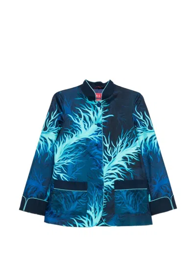 F.r.s For Restless Sleepers For Restless Sleepers Printed Silk Jacket In Blue