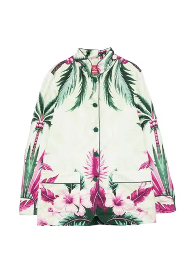 F.r.s For Restless Sleepers For Restless Sleepers Printed Silk Jacket In Green
