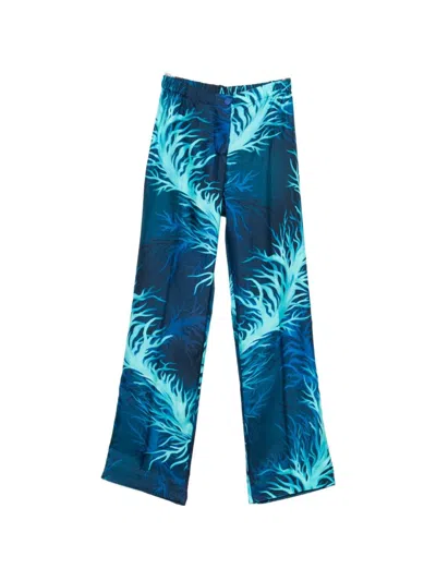 F.r.s For Restless Sleepers For Restless Sleepers Printed Silk Trousers In Blue