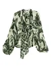 F.r.s For Restless Sleepers For Restless Sleepers Printed Silk Blouse In Green