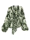 F.r.s For Restless Sleepers For Restless Sleepers Printed Silk Blouse In Green