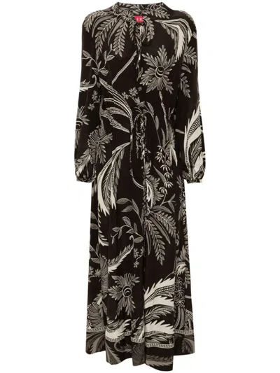 F.r.s For Restless Sleepers For Restless Sleepers Printed Silk Dress In Brown