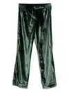 F.r.s For Restless Sleepers For Restless Sleepers Velvet High-waisted Trousers In Green