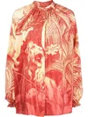 F.r.s For Restless Sleepers Long Sleeve Printed Silk Shirt