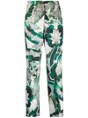 F.r.s For Restless Sleepers Graphic-print Silk Pajama Pants In Green