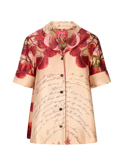 F.r.s For Restless Sleepers Graphic-print Silk Shirt In Brown