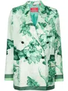 F.R.S FOR RESTLESS SLEEPERS JADE GREEN SILK FLORAL PRINT LONG DRESS FOR WOMEN