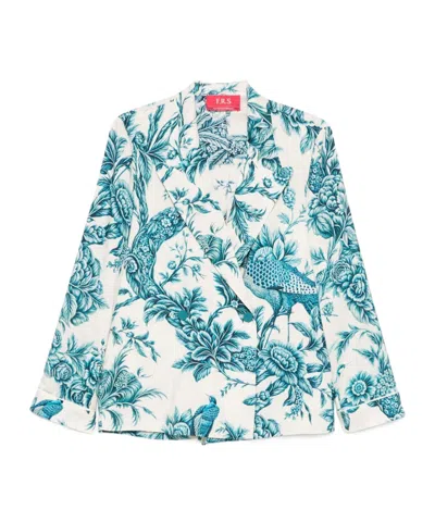F.r.s For Restless Sleepers Printed Silk Shirt In Blue