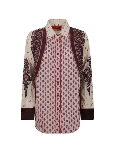 F.r.s For Restless Sleepers Shirt Collar Detail Contrast Cuffs Paisley In Pink