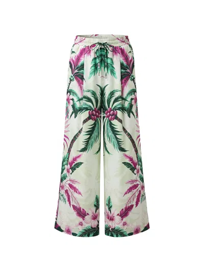 F.r.s For Restless Sleepers Palm-print Drawstring Palazzo Pants In White
