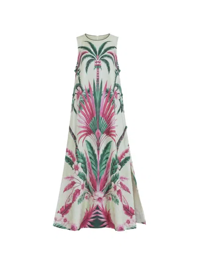 F.r.s For Restless Sleepers Penelope Palm-print Silk Maxi Dress In Blue