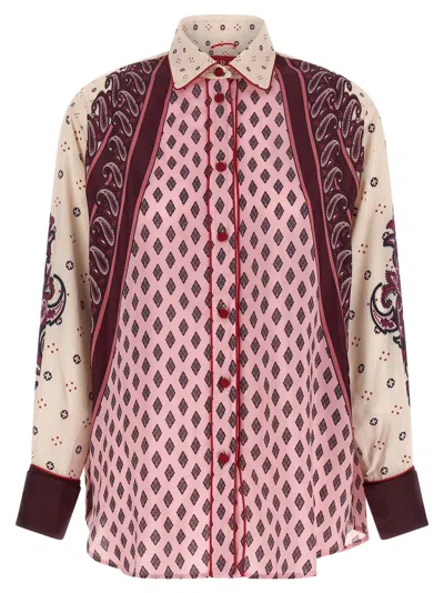 F.r.s For Restless Sleepers Shirt Collar Detail Contrast Cuffs Paisley In Pink