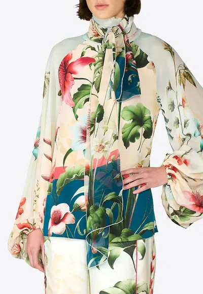F.r.s For Restless Sleepers Polimnia Silk Floral Blouse In Multi
