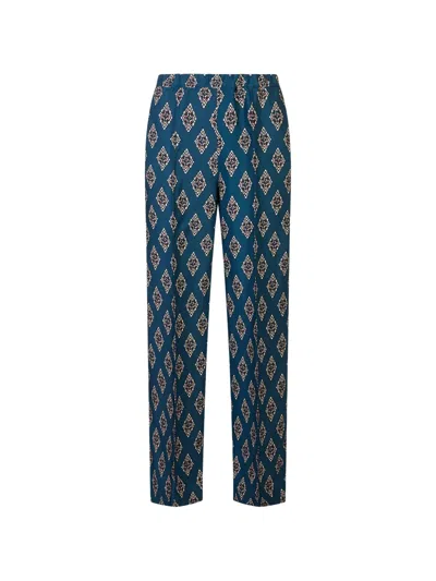 F.r.s For Restless Sleepers Pontos Diamond-print Trousers In Blue
