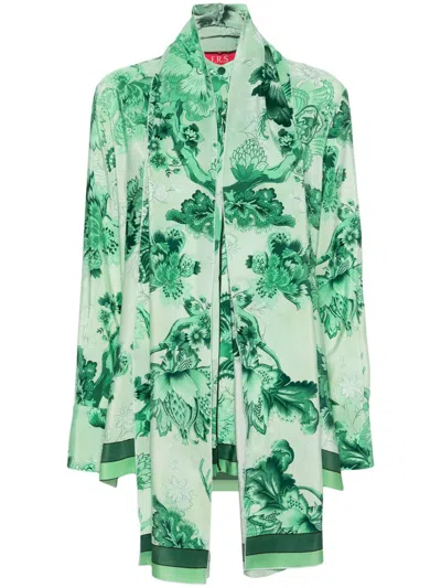 F.r.s For Restless Sleepers Printed Crepe De Chine Shirt In Green