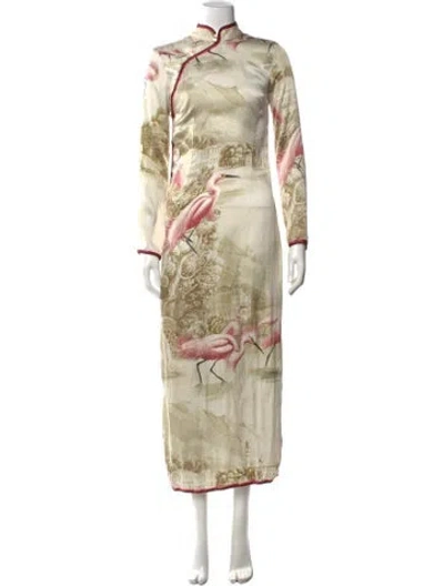 Pre-owned F.r.s For Restless Sleepers Printed Long Dress In Neutral