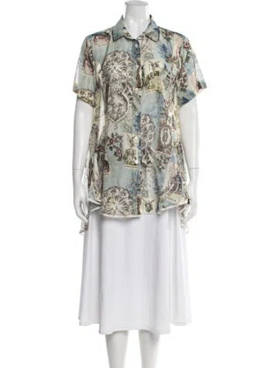 Pre-owned F.r.s For Restless Sleepers Printed Short Sleeve Blouse In Multi