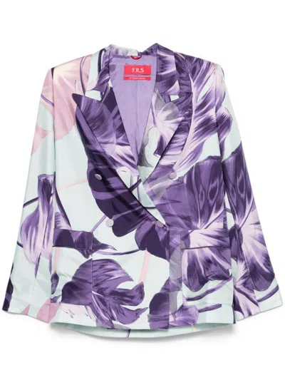 F.r.s For Restless Sleepers Printed Silk Double-breasted Jacket In Purple