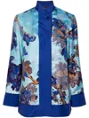 F.R.S FOR RESTLESS SLEEPERS BLUE/ORANGE SILK FLORAL PRINT JACKET FOR WOMEN