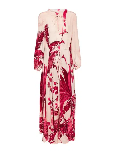 F.r.s For Restless Sleepers Printed Silk Long Dress In Pink