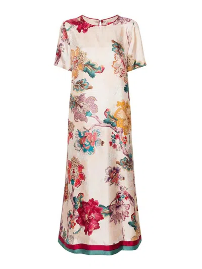 F.r.s For Restless Sleepers Criso Floral-print Silk Dress In Pink