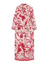 F.r.s For Restless Sleepers Printed Silk Long Shirtdress In Red