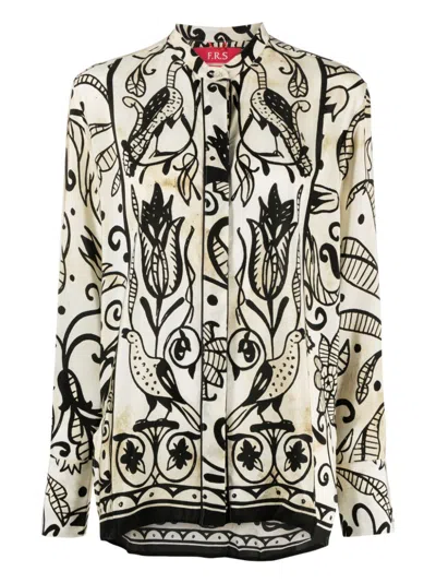 F.r.s For Restless Sleepers Printed Silk Shirt In Animal Print