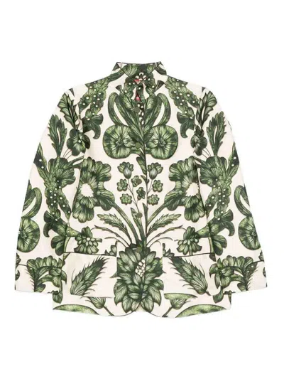 F.r.s For Restless Sleepers Printed Silk Shirt In Green